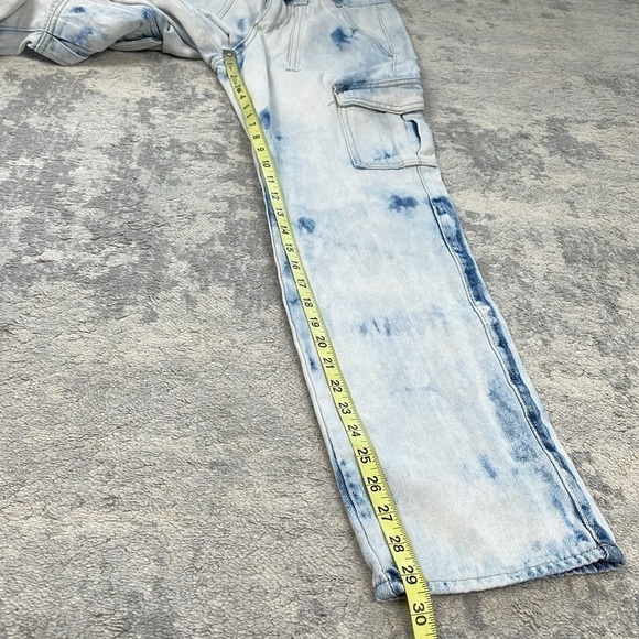 Simple Society Baggy High Rise Cargo Utility Jeans Bleach Wash Sz 3 26 - Picture 7 of 12